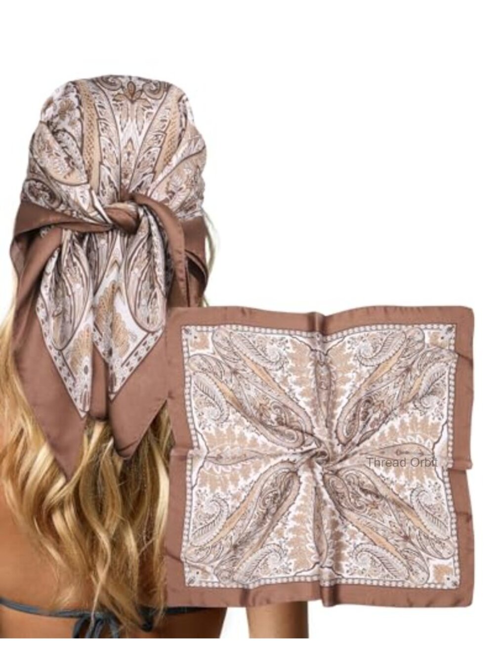 Silk-Like Satin Square Head Scarf Bandana Wrap 27.5 Inch Hair Neck